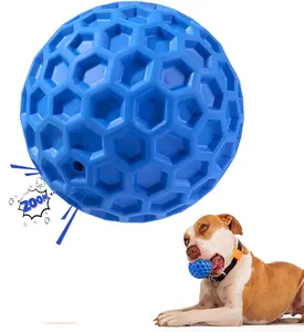 Dog Squeaky Ball Toys for Aggressive chewers Large Breed Balls Interactive Dog Ball Toy Tough Durable Stick Non-Toxic Natural Rubber Dark Blue toy obsessed