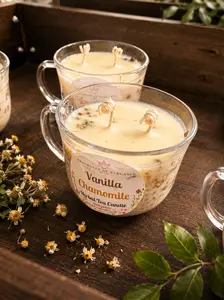 Vanilla Chamomille candle made with essential oil 90 hour burn time 3 wick
