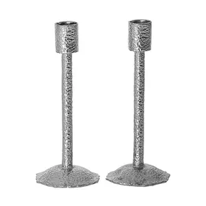 Copa Judaica Hammered Silver Candle Stick Holders