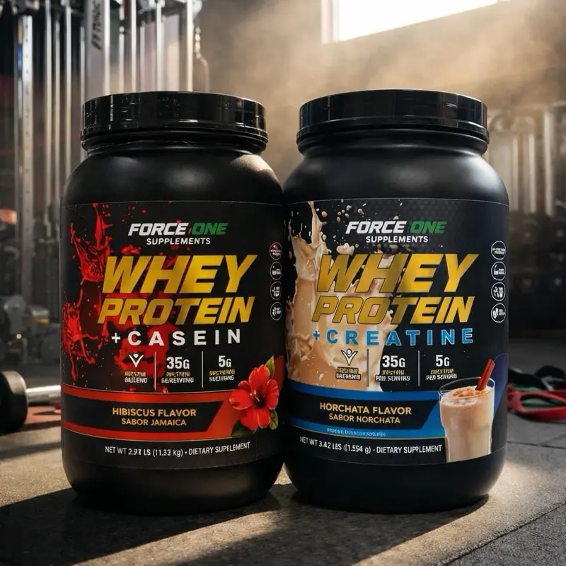 Force One Protein Combo | Hibiscus (Jamaica) + Horchata | Whey + Casein & Creatine | 35g Protein