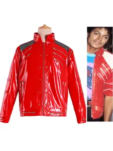 Men's and Women's Role-Playing Cosplay Costume Jacket, Michael Jackson Imitator Zipper Style Leather Coat, Casual Outerwear for All Seasons