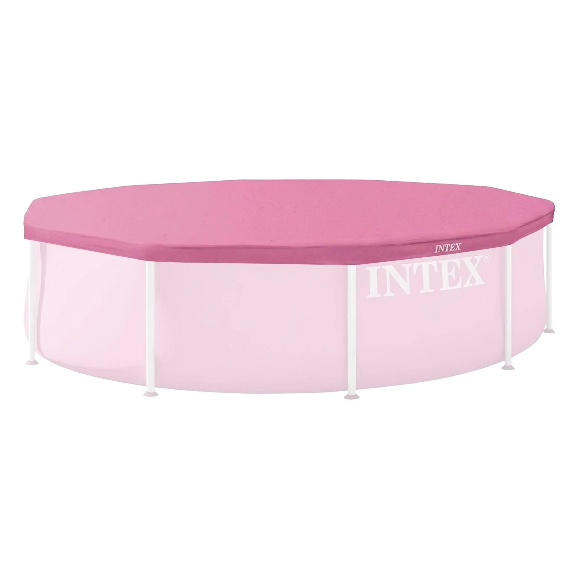INTEX 10 Foot Round Metal Frame Outdoor Backyard Swimming Pool Cover, Pink INTEX 10 Foot Round Metal Frame Outdoor Backyard Swimming Pool Cover, Pink