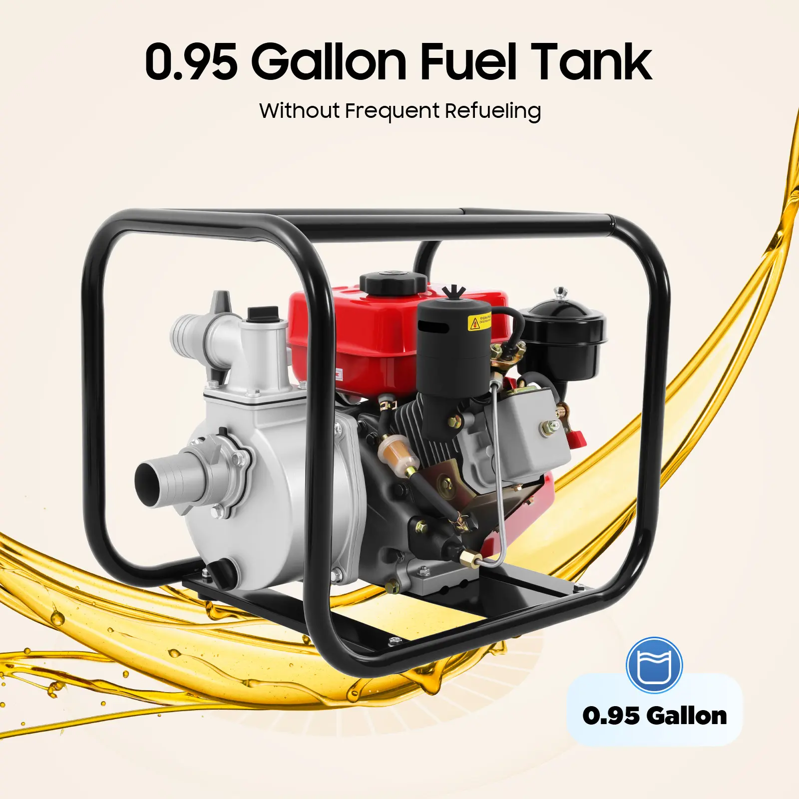 7.5 HP Power Water Pump - 2026 Model, 110GPM Flow, 98.43ft Head, Aluminum Alloy Construction, Contactless Ignition, Manual Start, 3600rpm, 31.42kg, for Farm Irrigation, Compatible with Pipe Clamps, Includes 1 x English Manual, 1 x Water Pipe, Irrigation B