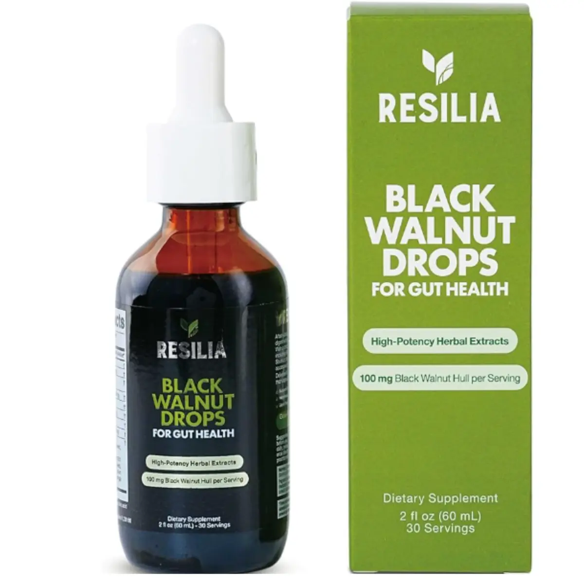 Resilia Herbal Cleanse Liquid Drops – Black Walnut & Wormwood Extract with Pumpkin Seed, Garlic & Turmeric – Alcohol-Free Tincture for Digestive & Daily Wellness Support, 2 fl oz