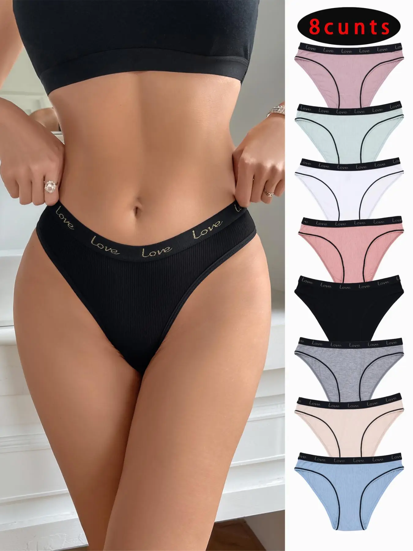 Women's Letter Print Contrast Binding Panty, Regular Fit Lady Soft Comfy Pastel Breathable Knicker for Daily Wear, Women's Comfort Underwear for Fall,