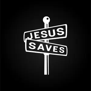 Jesus Saves Street Sign Decal - High Quality Outdoor Vinyl