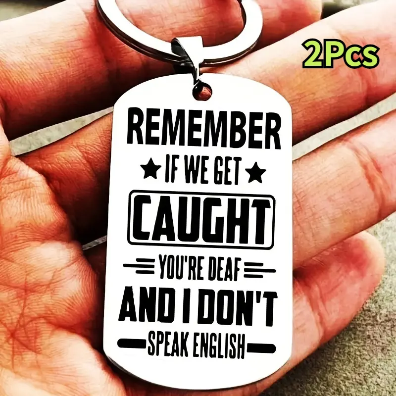 Humorous Metal Keyrings, 2-Piece Dual-Language Stainless Steel Friendship Set with Statement Slogan, Durable Gag Humor Gift for Best Friends, Keychain, 2-Pcs, Anniversary, Durable Statement, Hilarious Gift, Humorous Metal Keychains, Unisex, Statement Text
