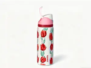 Owala 32oz Kids Insulated Stainless Steel Water Bottle with Straw, BPA-Free, Cup Holder Friendly, Portable Travel Tumbler for Sports, Home, Outdoor, Vibrant Tulip Print Design Plaid skull mug Stranger Things Funny Unicorn Sparkle Rage