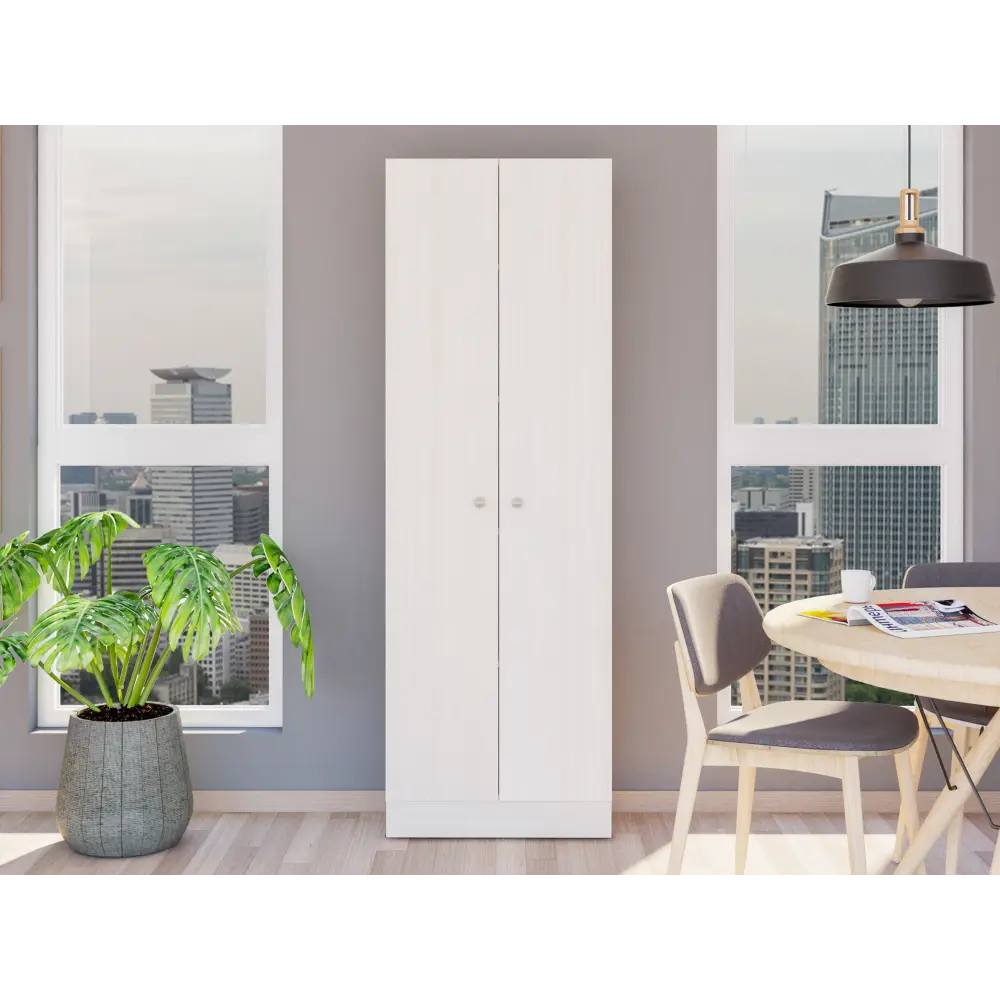 Dreamzon Furniture Multistorage Living Room Cabinet - 71" H, 2 Doors, 5 Internal Shelves, White
