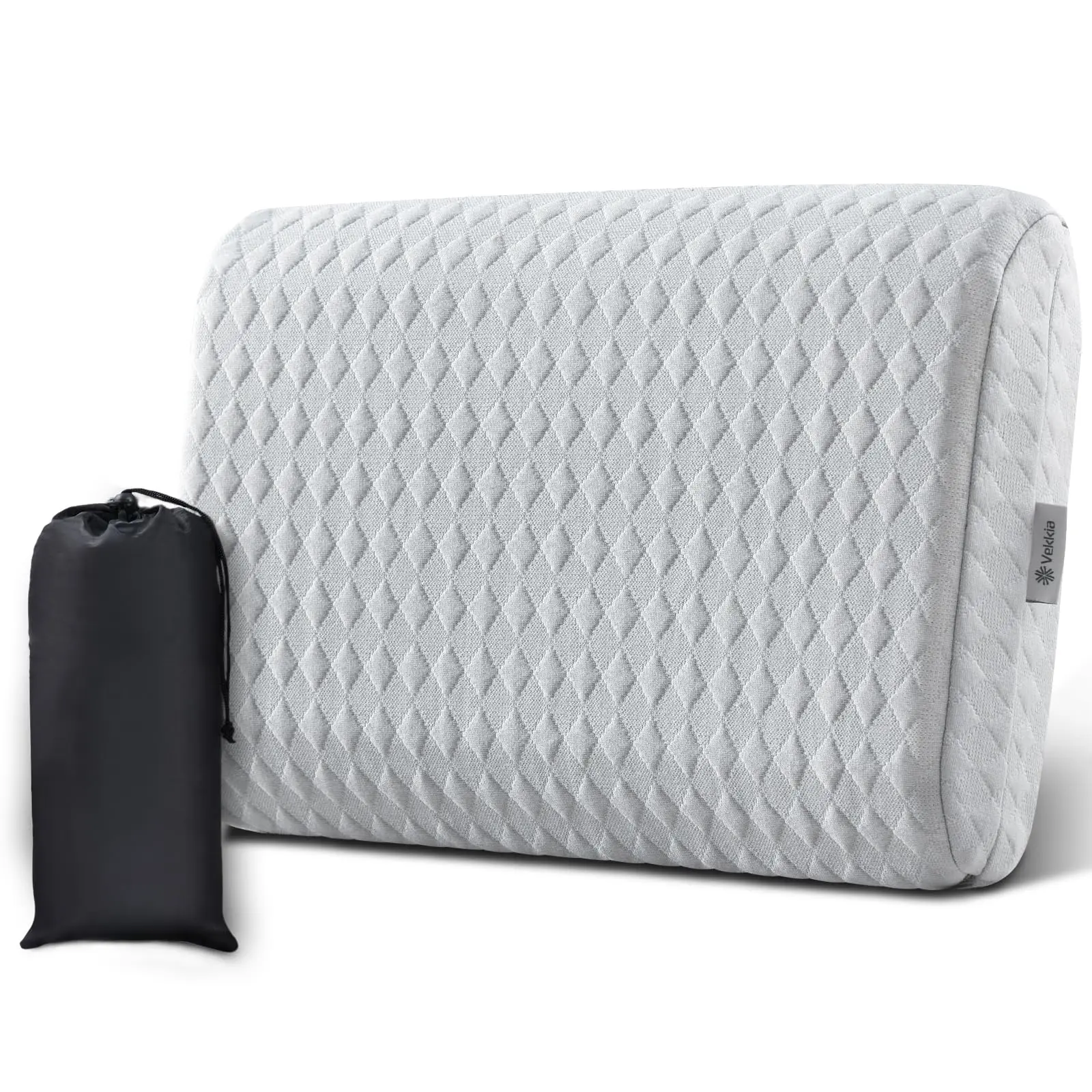 Memory Foam Travel Pillow - High Density Microfibre Compressible Pillow with Machine-Wash Cover, Ergonomic Support, Roll-Up Luggage Space-Saving Design for Airplane/Car Travel