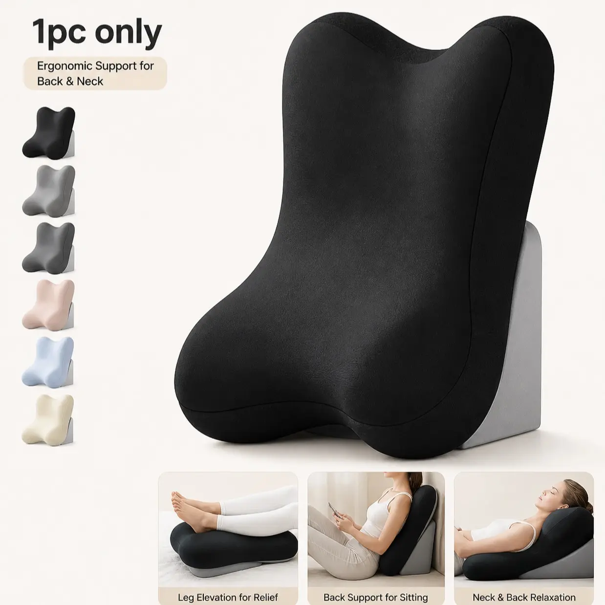 Ergonomic Memory Foam Reading Pillow Set, Adjustable Split & Padded Backrest, Non-Slip Waist & Neck Support Pad, Neck Rest Cushion, Ideal for Home, Office & Bedroom Use
