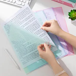 Multiple plastic folders, Morandi transparent project pocket plastic sleeve L-shaped file folder jacket, suitable for office and school paper protection, suitable for letter size, Office Supplies