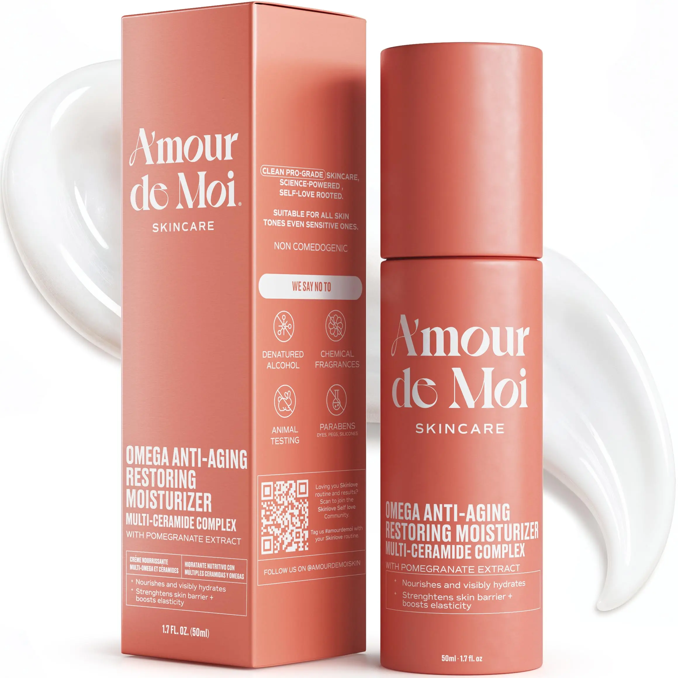 ADM Omega Multi-Ceramide Face Moisturizer – Lightweight, Hydrating Barrier Repair Moisturizer & Ceramide Moisturizer Cream with Omegas 5-6-9, Pomegranate & Vitamin E for Sensitive Skin, 1.7oz