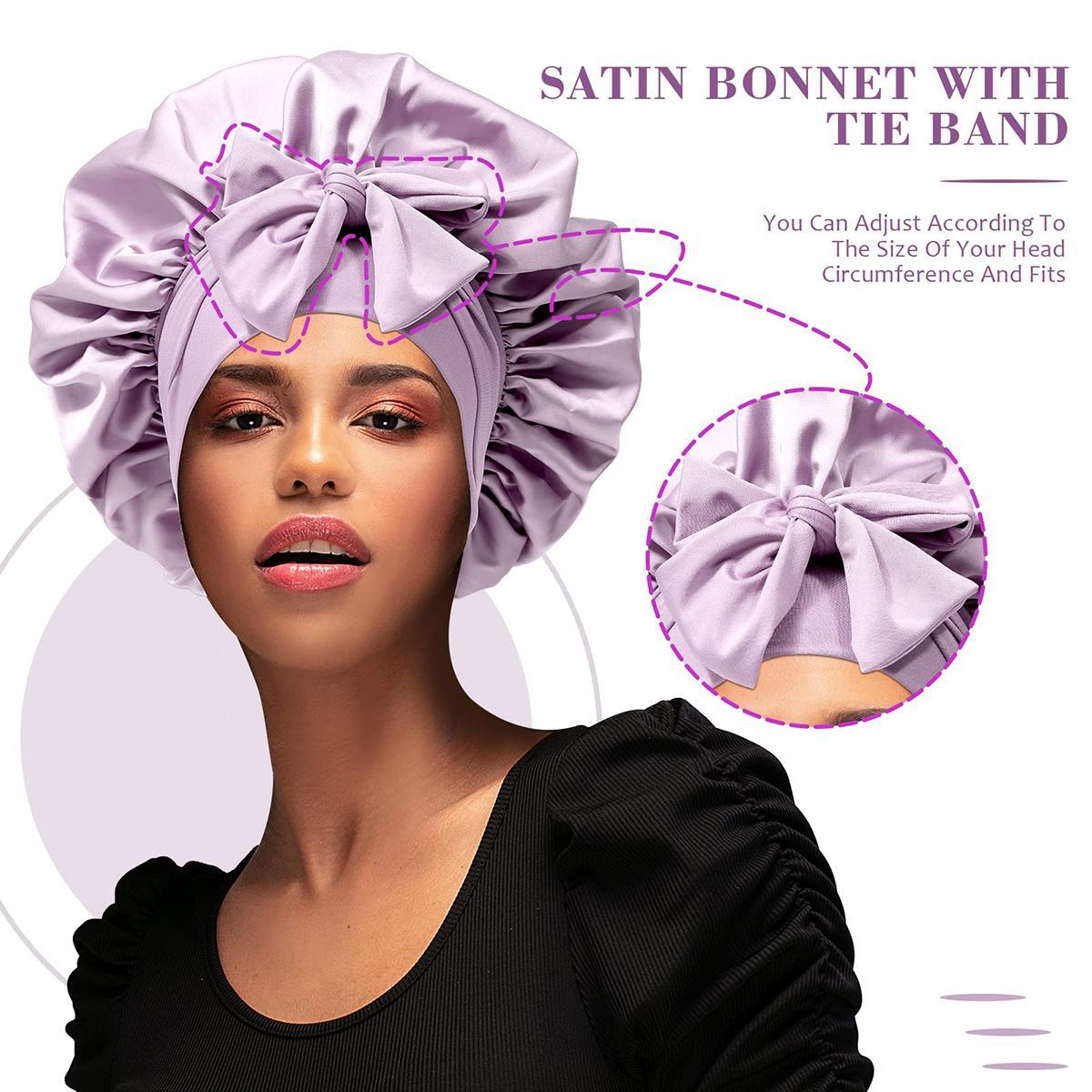 AWAYTR Single Layer Satin Bonnet Eye Mask Hairband and Hair Ring 4Pcs/Set for Women Silk-Like Nightcap for Sleeping with Tie Band Hair Care Sleep Cap TikTokShopBlackFriday AWAYTR Single Layer Satin Bonnet Eye Mask Hairband and Hair Ring 4Pcs/Set for Women Silk-Like Nightcap for Sleeping with Tie Band Hair Care Sleep Cap TikTokShopBlackFriday