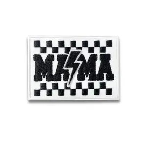Checkered Mama Embroidered Patch - Iron-On Applique