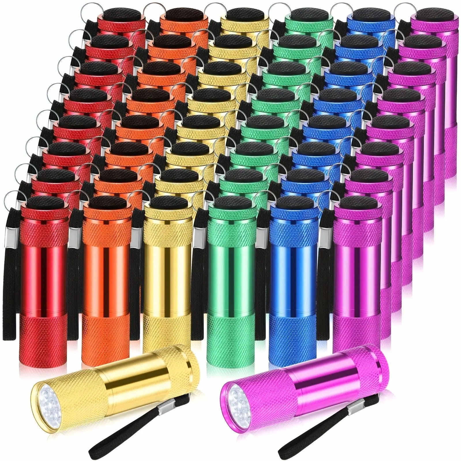 48pcs Mini Flashlights Bulk, Bright Aluminum Handheld Flash Light With Lanyard, Small LED Flashlights For Night Reading Emergency Hurricane Camping Hiking Party Favors(Classic Color)