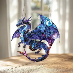 Mystical Galaxy Dragon Window Hanging Acrylic, Fantasy Sun Catcher, Celestial Dragon Ornament, Magic Creature Decoration, Gift for Dragon Lovers