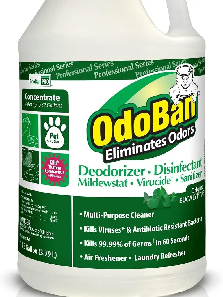 OdoBan Professional Disinfectant and Odor Eliminator Concentrate, Made in the USA, Original Eucalyptus Scent, 1 Gallon