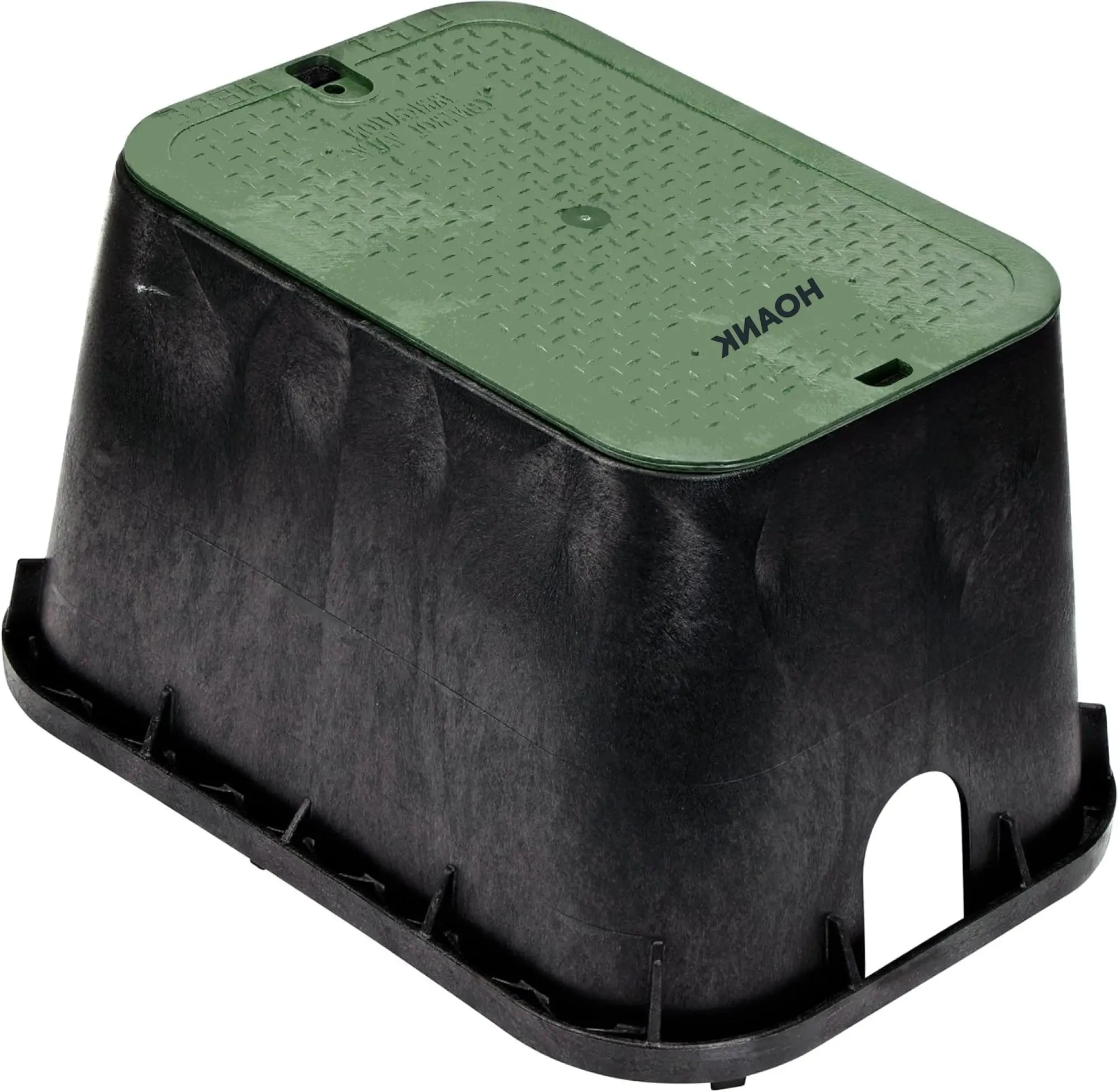 HOANK 14 in. X 19 in. Rectangular Standard Series Valve Box and Cover, 12 in. Height, Irrigation Control Valve Lettering, Black Box, Green Overlapping Cover, Black/Green