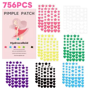 Christmas Gift 252/504/756pcs Dress Girl Large Capacity Star Heart Acne Pimple Patches, Invisible Hydrogel, Overnight Party Acne Care, Blemish Barrier Patches