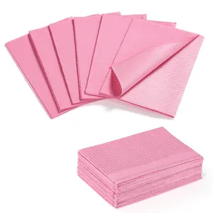 Disposable 3-Ply Waterproof Clean Pads, 20Pcs 13"X18" Foldable Table Mats for Acrylic Nail Practice, Nail Art Accessories (Pink)