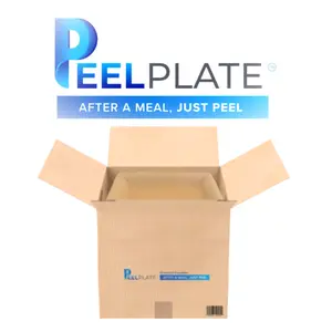 [NEW] Peel Plates - One Year Supply Box - 60 Large Plates 900 Servings Total [9.5in X 9.5in] - 15 Servings Per Plate - Reusable Paper Plates