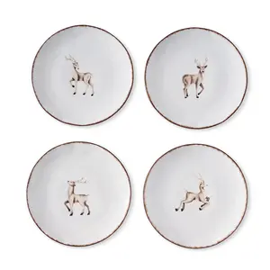Grandin Road Set of 4 Dashing Deer Serving Plates