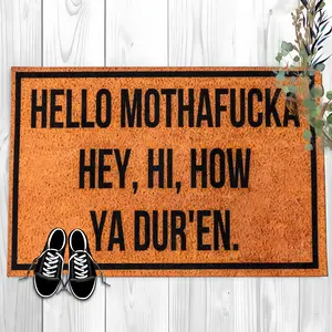 Funny  Doormat Hello Mothafucka Hey Welcome Front Porch Decor Doormat For The Entrance Way Personalized Rugs with Heavy-Duty PVC Backing Non Slip Rug Outdoor Doormat 23.6 x 15.7 inch