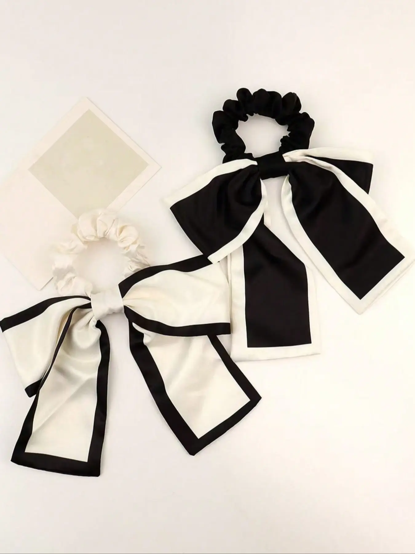 2pcs and Satin Bow Hair Ties, Elegant Low Ponytail Hair Bands, Fresh and Stylish Headwear for Daily Use, Scrunchies