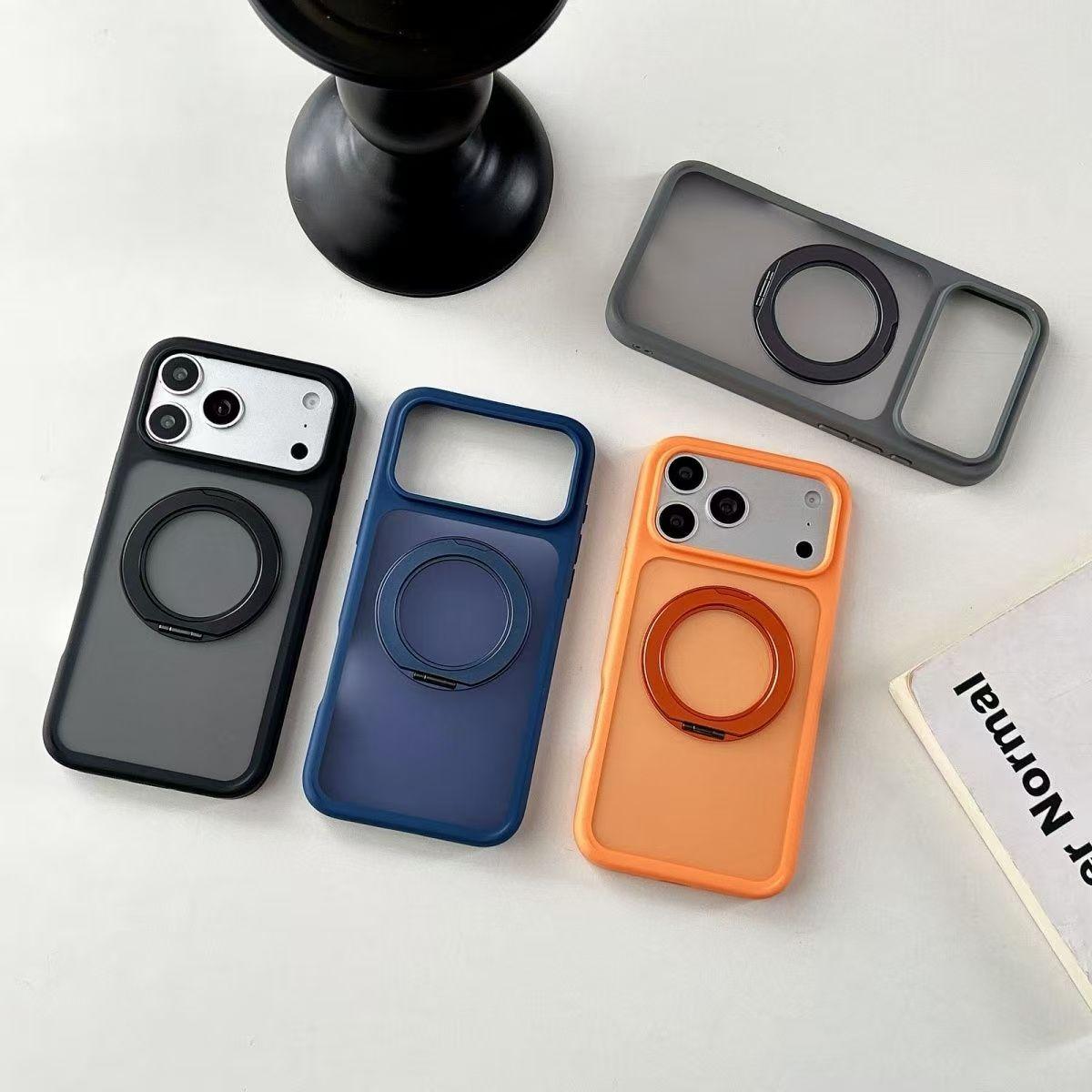 【360° Rotatable Magnetic Stand】Phone Case for iPhone 17 16 15 14 13 12 Pro Max Plus Air, Skin-Friendly Matte Shockproof Case Large Hole Full Body Protection Heavy Duty Cover