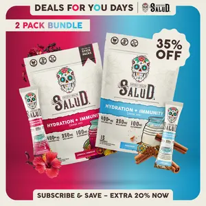 Salud 2-in-1 [Best Sellers Duo] Agua Fresca Drink Mix, Hydration + Immunity, Electrolytes Powder, Agua Fresca Drink Mix, Elderberry, Dairy & Soy Free, Non-GMO, Gluten Free, Vegan, Low Calorie, 1g Sugar (2-Pack, 30 Servings), Deals For You Days