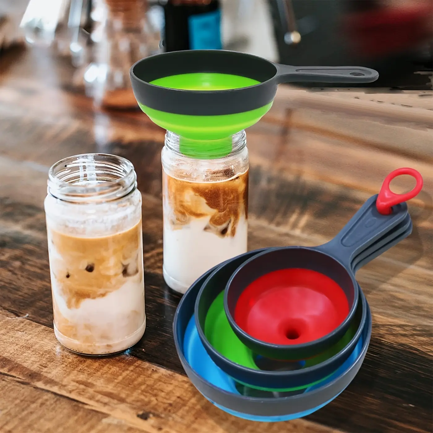 3pcs Large Small Funnel, Food Grade Mini Funnels For Kitchen Use, Silicone Collapsible Funnel, No Mess Funnel, Wide Mouth Canning Funnel For Mason Jars, Jam, Filling Bottles, Flask, Tiny Spice, Cooking Water Kitchen Accessories, Kitchen Gadget