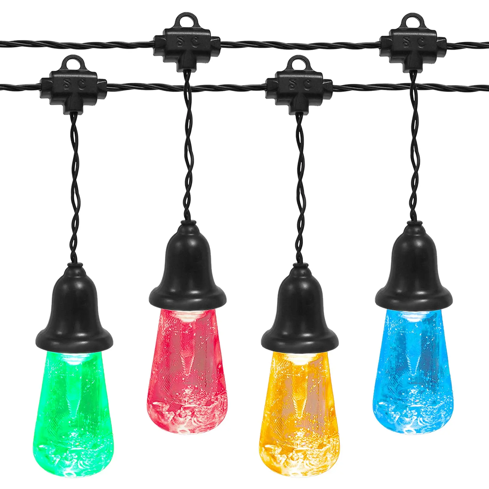 [Summer Sale Deals] 60 FT Outdoor Commercial Grade Colorful String Lights - Shatterproof Vintage Bulbs, Weatherproof, 20 Bulbs for Holiday, Wedding Decor (Party Wear Compatible), Colorful Lights