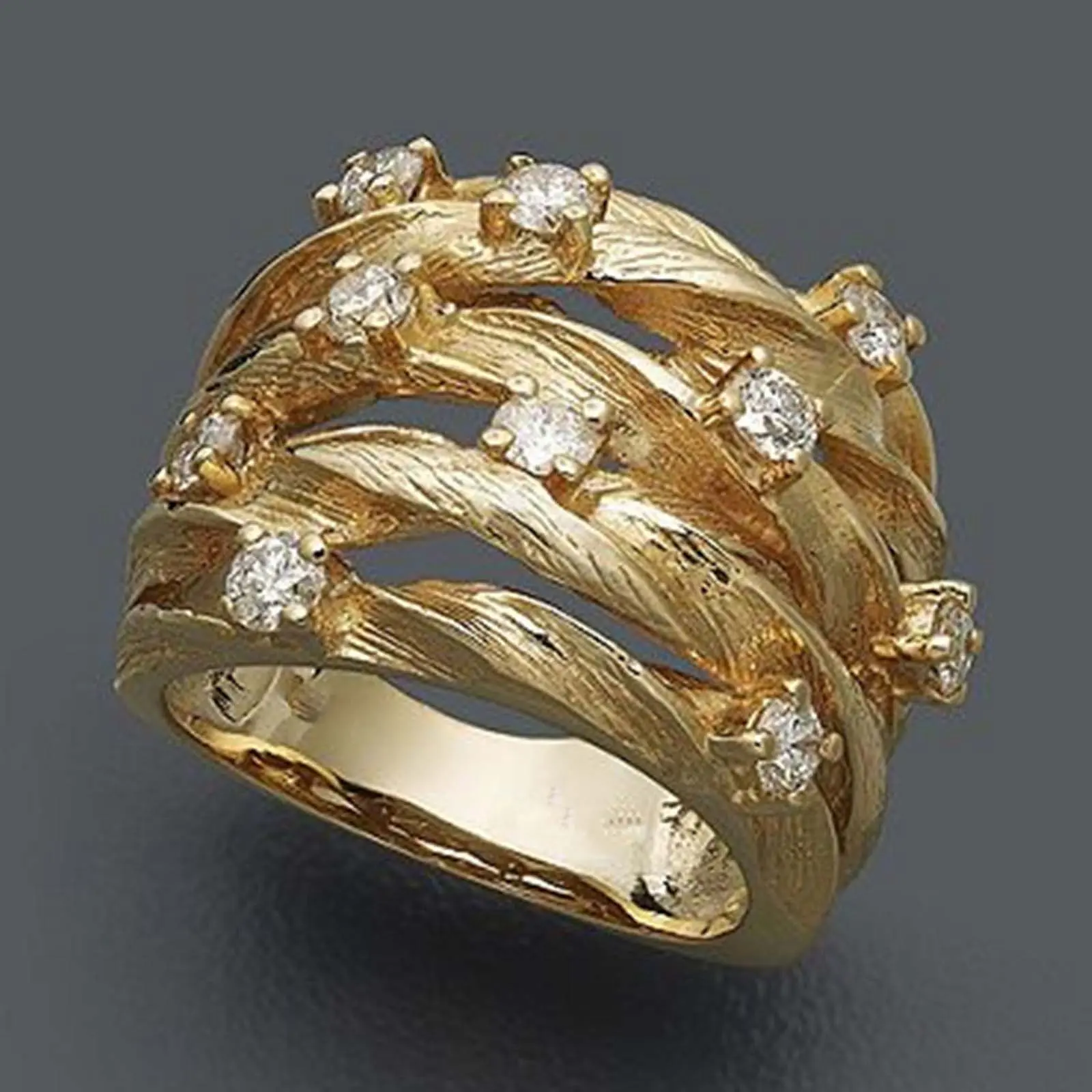 Springtok Y2K zircon vine surround wide face ring for men and women daily couple jewelry gift