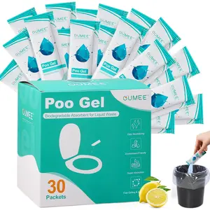 Lemon Scent Portable Toilet Gel, Odor Control Poo Gel for Potty, Eco‑Friendly Biodegradable Camping Toilet Powder, Quick Absorb Gelling Urine Packets, Portable Waste Treatment Supplies for Outdoor RV Travel Camping Recreation survival gear
