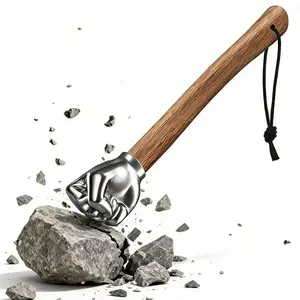 Multi-Purpose Solid Steel Fist Hammer with Walnut Handle | Camping, Car Emergency, DIY & Home Repair Must-Have Tool Box Hardware