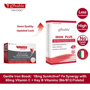 Gynable Iron Supplement for Women, 18mg SunActive Slow Fe, 80mg Vitamin C, B6 B12 Folate, Supports Blood Health for Pre-Conception, Pregnancy & Lactation, 20 Counts,Slow Release Iron Pills for Anemia & Blood Health