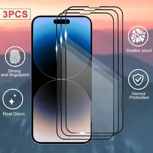 3pcs for iPhone 17/17 Air/17 Pro/17 Pro Max HD Clear Cell Phone Tempered Glass Screen Protector Film for Apple iPhone 16/15 Pro Max/14 Pro Max/13/12/11Pro Max/XR/Xs/XsMax