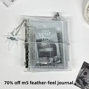 Transparent M5 Tri-fold Loose-leaf Journal Notebook, DIY Detachable Refillable Planner, Minimalist Niche Design for Students, Portable On-the-Go Note Taking & Diary Writing, Lightweight Pocket Notebook for School Office Daily Use