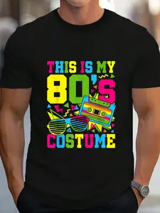 100% Cotton This Is My 80's Costume 1980 80s Party Outfit Men Kids T-Shirt Women's Men's Graphic Tee Crew Neck summer vacation Tops