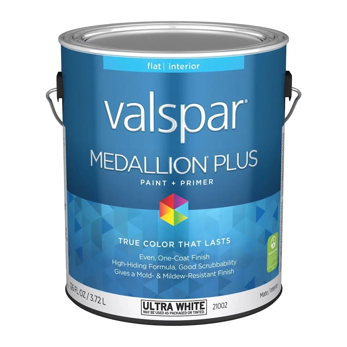 Valspar 028.0021002.007 Medallion Plus Acrylic Latex All-Purpose Paint, White, 1 gal, Even 1-Coat Finish, Good Scrubbability, Great Durability for Exterior Wood and Metal Siding & Trim