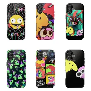 Smiling Friends Phone Case ,Black Shell Cover Case Suitable for iPhone 17-11 Pro Max/Plus and  Samsung Galaxy S23-25