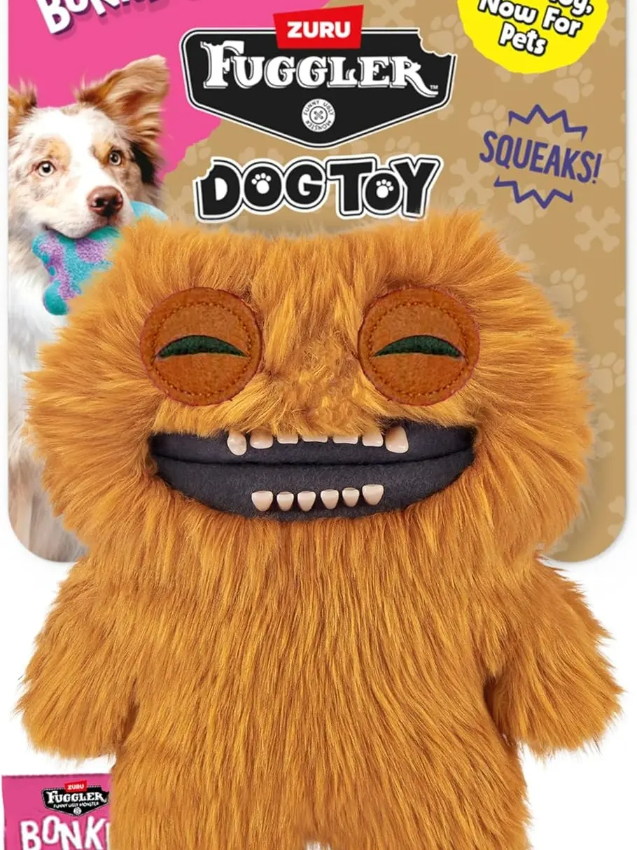 Bonkers Fuggler Count Underoo Mcgoo Squeaky & Plush Dog Toy for Playtime, Orange, 8 inches