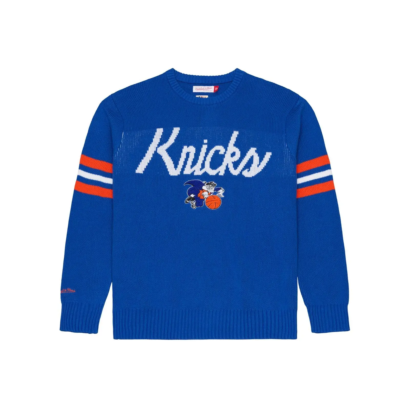 New York Knicks Blue Head Coach Sweater NBA Throwback Crewneck Fleece Vintage Fan Gear Mitchell & Ness