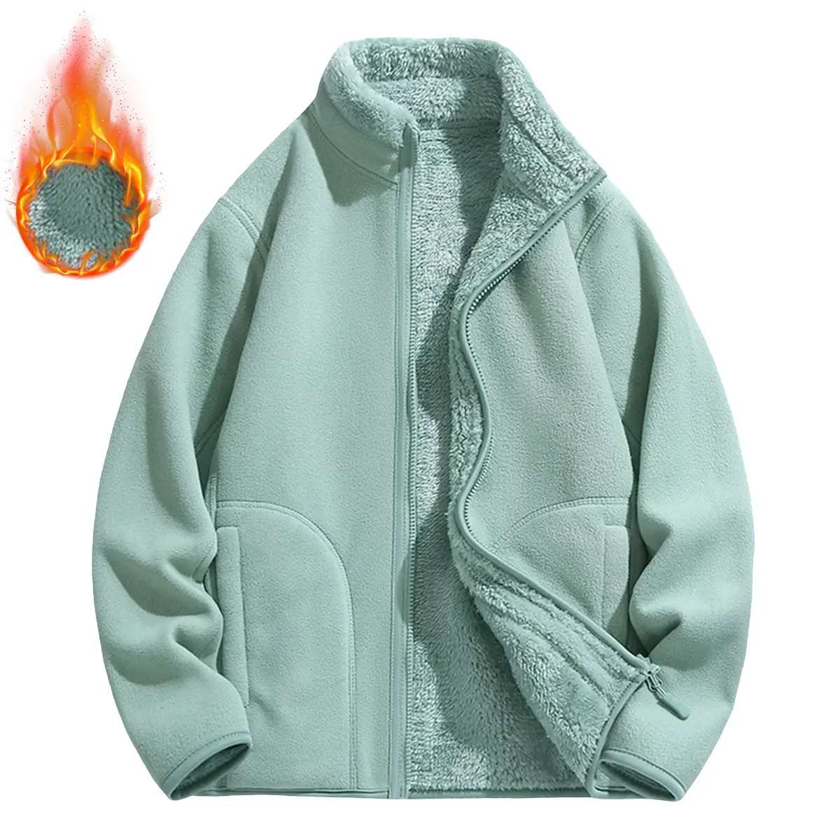Women’s winter windproof stand-collar jacket, stylish fleece-lined stand collar – full-zip outdoor sports jacket, women’s winter jacket, women’s warm outerwear