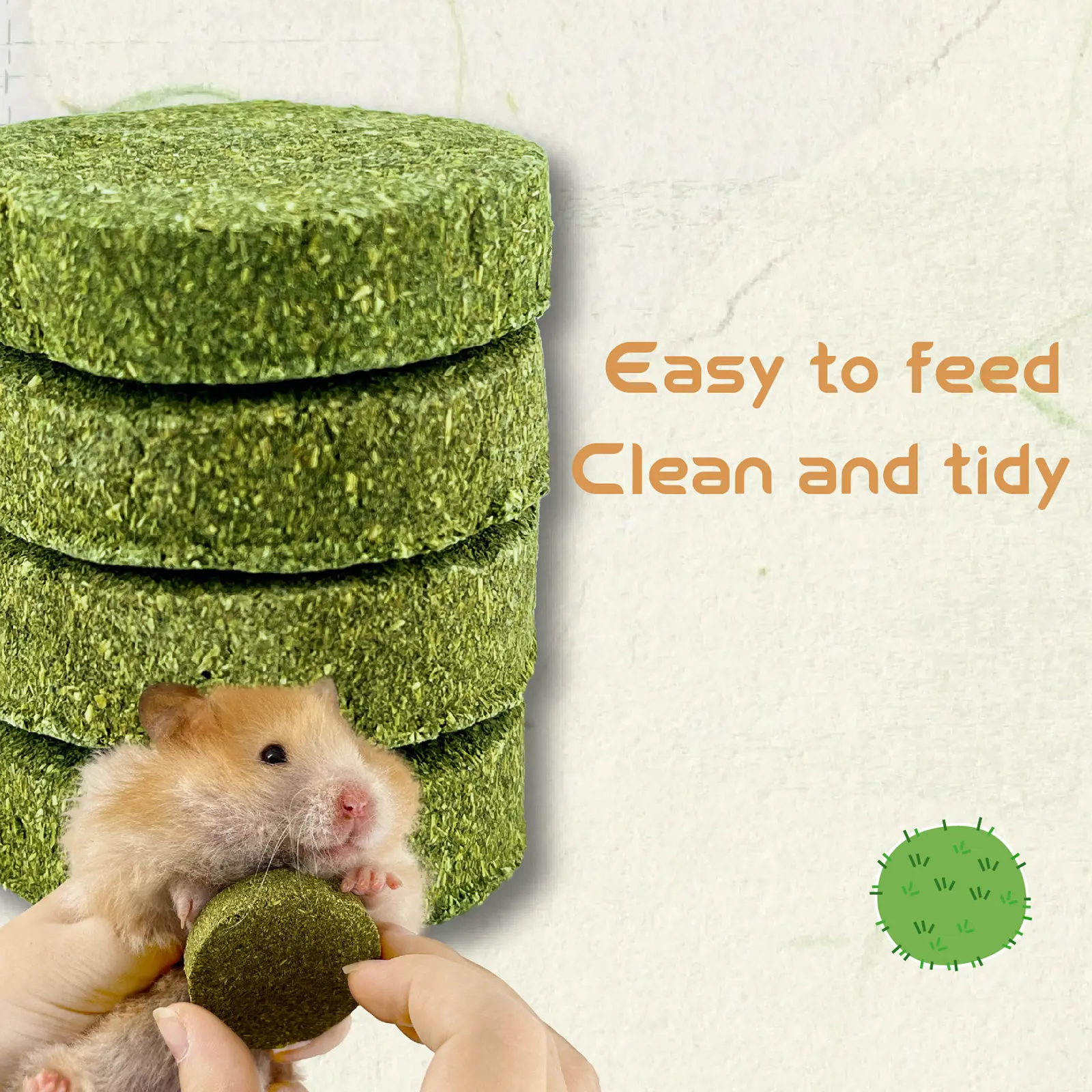 Timothy Grass Dental Chews Hard Round Hay Biscuits for Small Pets Rabbit Hamsters Guinea Pig Chinchilla Feed (QTY:20PCS)