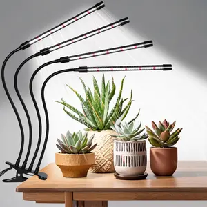 Black Clip Grow Lights for Indoor , 168 Full Spectrum LEDs Clip  Growing Lamps with Flexible Gooseneck and 4/8/12/18H Timer, 3 Spectral Modes, 10 Dimmable Levels (4  1 Pack)