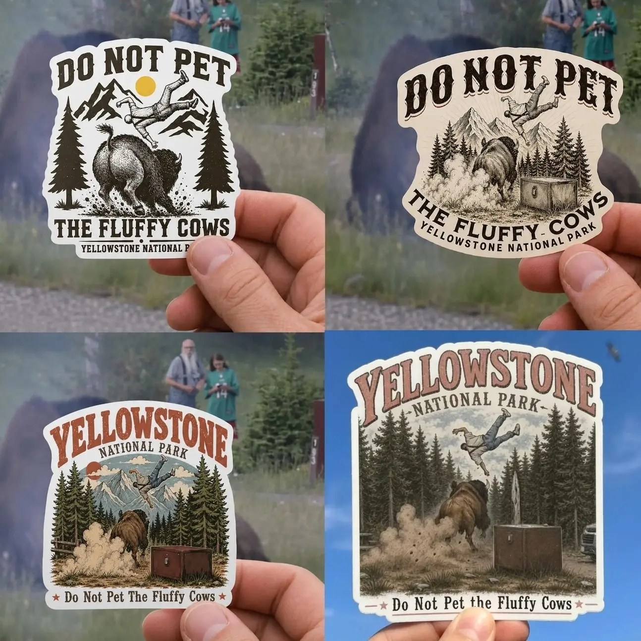 Yellowstone National Park Bison Tourist Sticker, Do Not Pet The Fluffy Cows Sticker, Laptop Phone or Water Bottle Sport Decal