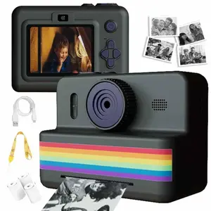 Portable Instant Print Camera, USB Rechargeable Instant Print Camera with Print Paper & Lanyard & More, Creative Photography Fun Camera, Digital Camera