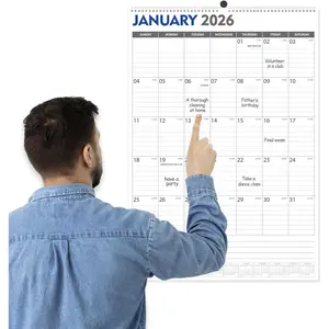 Large Wall Calendar 2026-2027, 22"x15" Vertical Wall Calendar 2026, Jan. 2026 to Jun. 2027, 18-Month Paper  Planner Wall with Julian Date for Office  Planning & Organizing